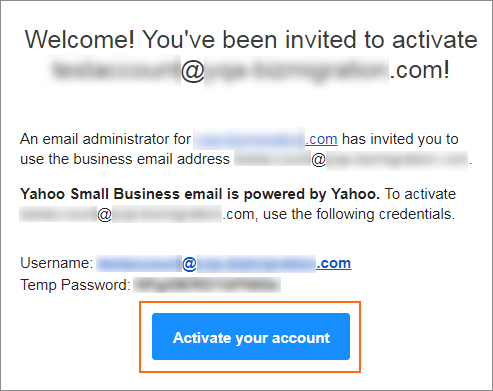 Business email activation invitation.