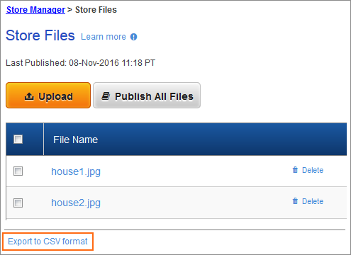 The Export to CSV format link.