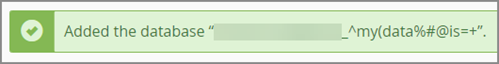 Your database has been created.