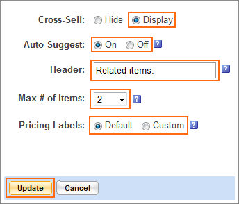 The Shopping Cart Settings dialog.