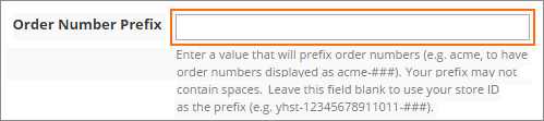 Enter a a custom order number prefix