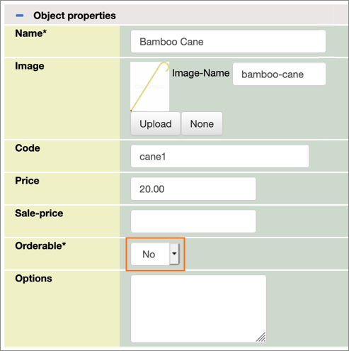 Set the Orderable variable to No.