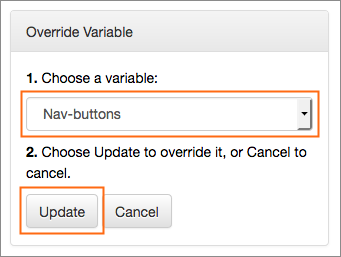 The Override Variable dialog.