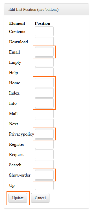 The Edit List Position dialog