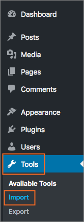 The Tools and Import links.
