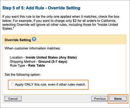 Choose an Override Setting if desired.