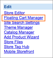 The Floating Cart Manager link is under Edit.