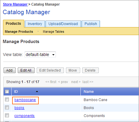 Picture of Item ID in the Catalog Manager