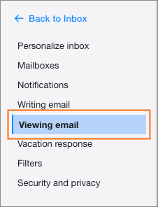 The Viewing email option.