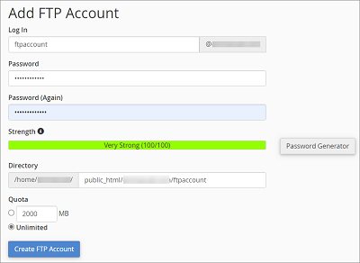 Add FTP Account