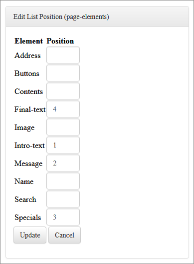 Picture of Store Editor Page-elements dialog