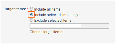 The Include selected items option.