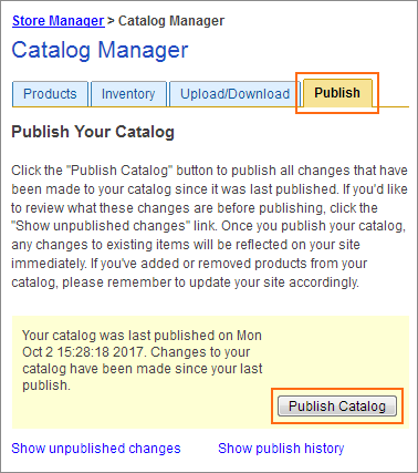 Publish the catalog