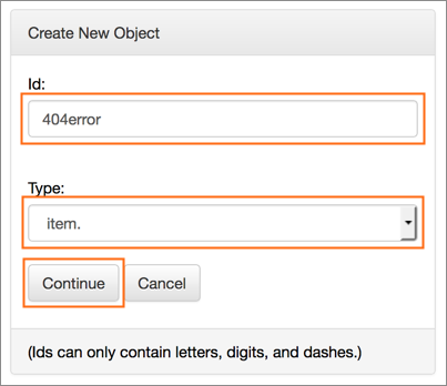 The Create New Object dialog.