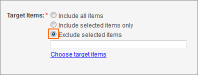 The Exclude selected items option.