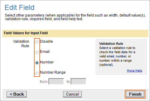 The Validation Rules dialog.