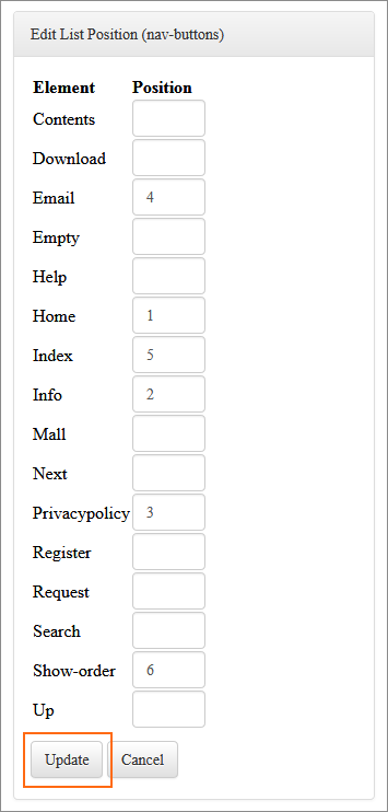 Picture of Store Editor Edit List Position dialog