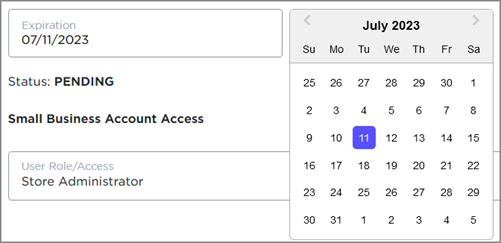 The Access Manager Calendar button