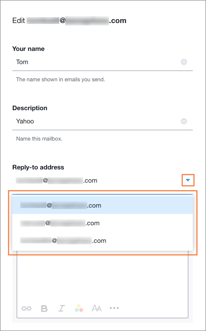 Selecting a reply-to address.