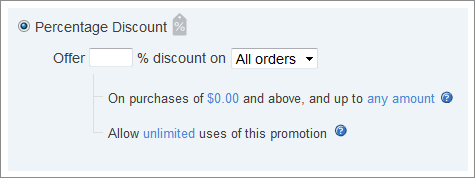 The Percentage Discount dialog