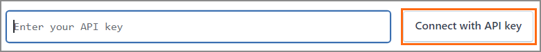 The API key field Connect with API key button.