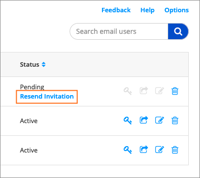 The Resend Invitation link.