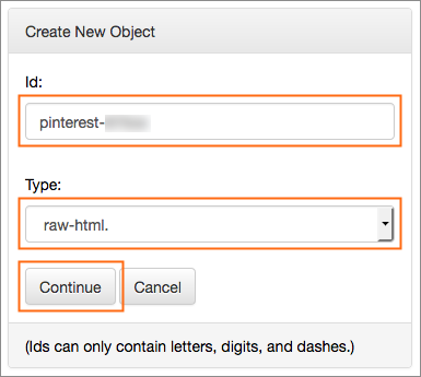 The Create New Object dialog.