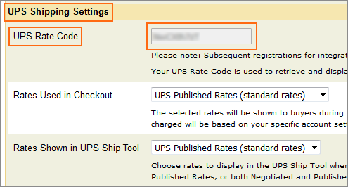 The UPS Rate Code field.