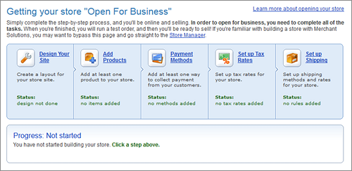 The Open For Business Control Panel.