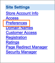 The Preferences link is under Site Settings.