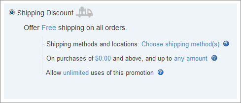 The Shipping Discount dialog