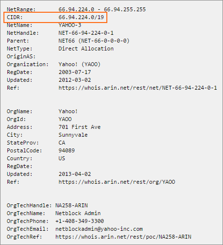 The CIDR notation for the IP address 66.94.230.32.