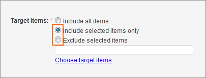 The include selected items only and exclude selected items options.