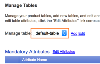 The Manage Table pull-down menu