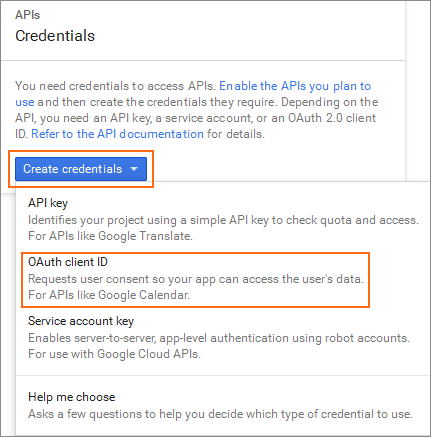 Create Credentials and select 0Auth client ID.