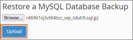 Restore MySQL Backup Upload