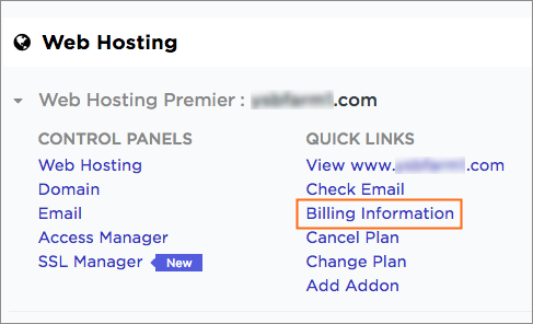 The Billing Information link.