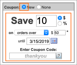 Creating a coupon.