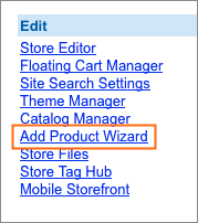 The Add Product Wizard link is under edit.