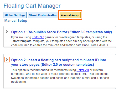 Picture of Floating Cart Manager Expand Option 2 button