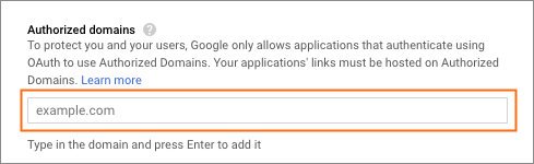 The Authorized domains field.