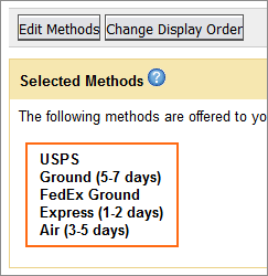 The new display order under Selected Methods.