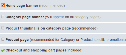 Select the pages for the promotion banner.