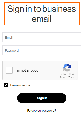 Your business email sign in page.