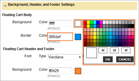 Picture of Background, Header, and Footer Settings dialog