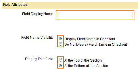 The Field Attributes options.