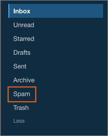 The Spam folder is highlighted.