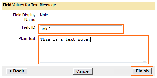 Picture of Plain Text Field Values dialog