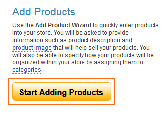 The Start Adding Products button