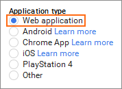 Choose Web application.